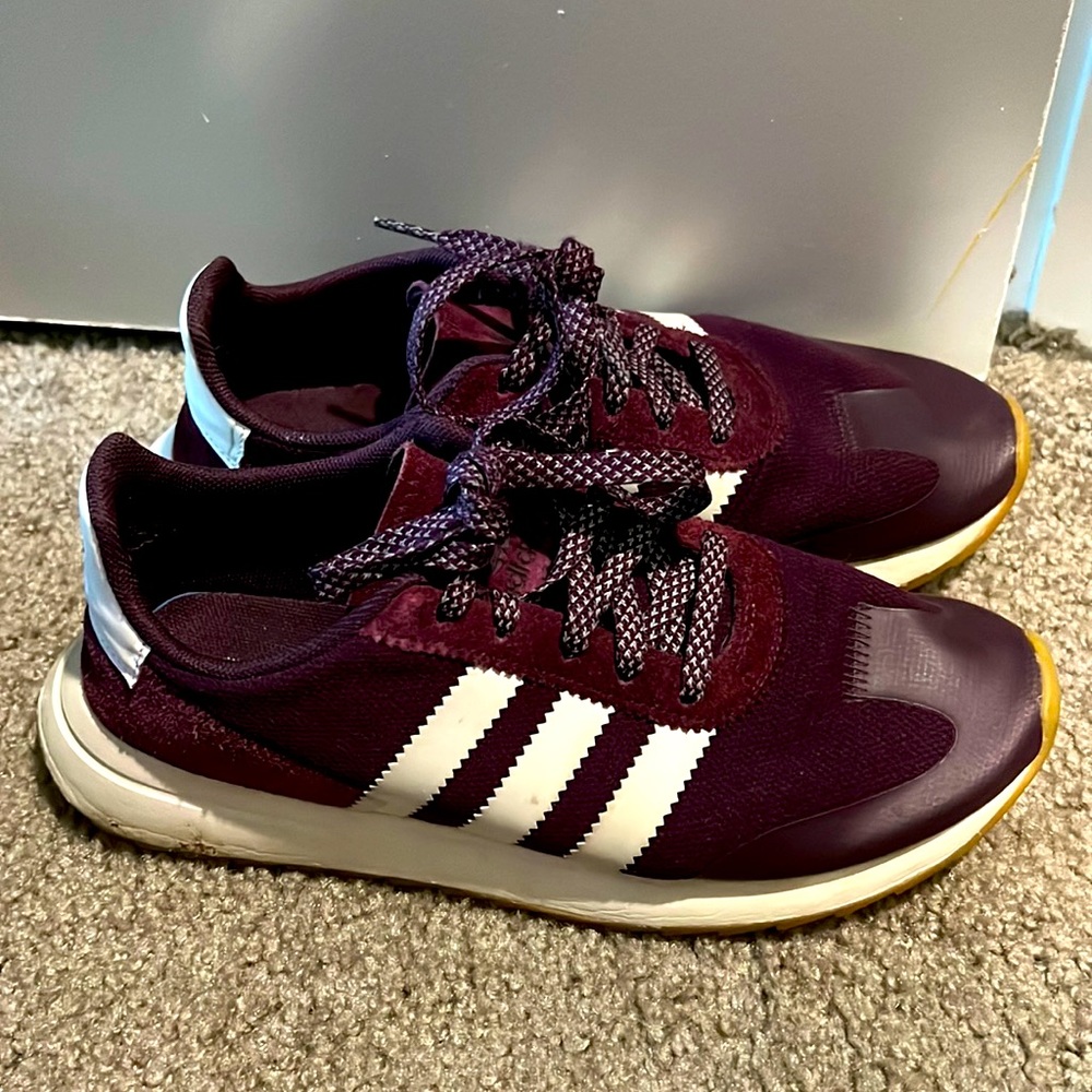 Burgundy Adidas Running/Athletic shoes. Worn a few times, price negotiable